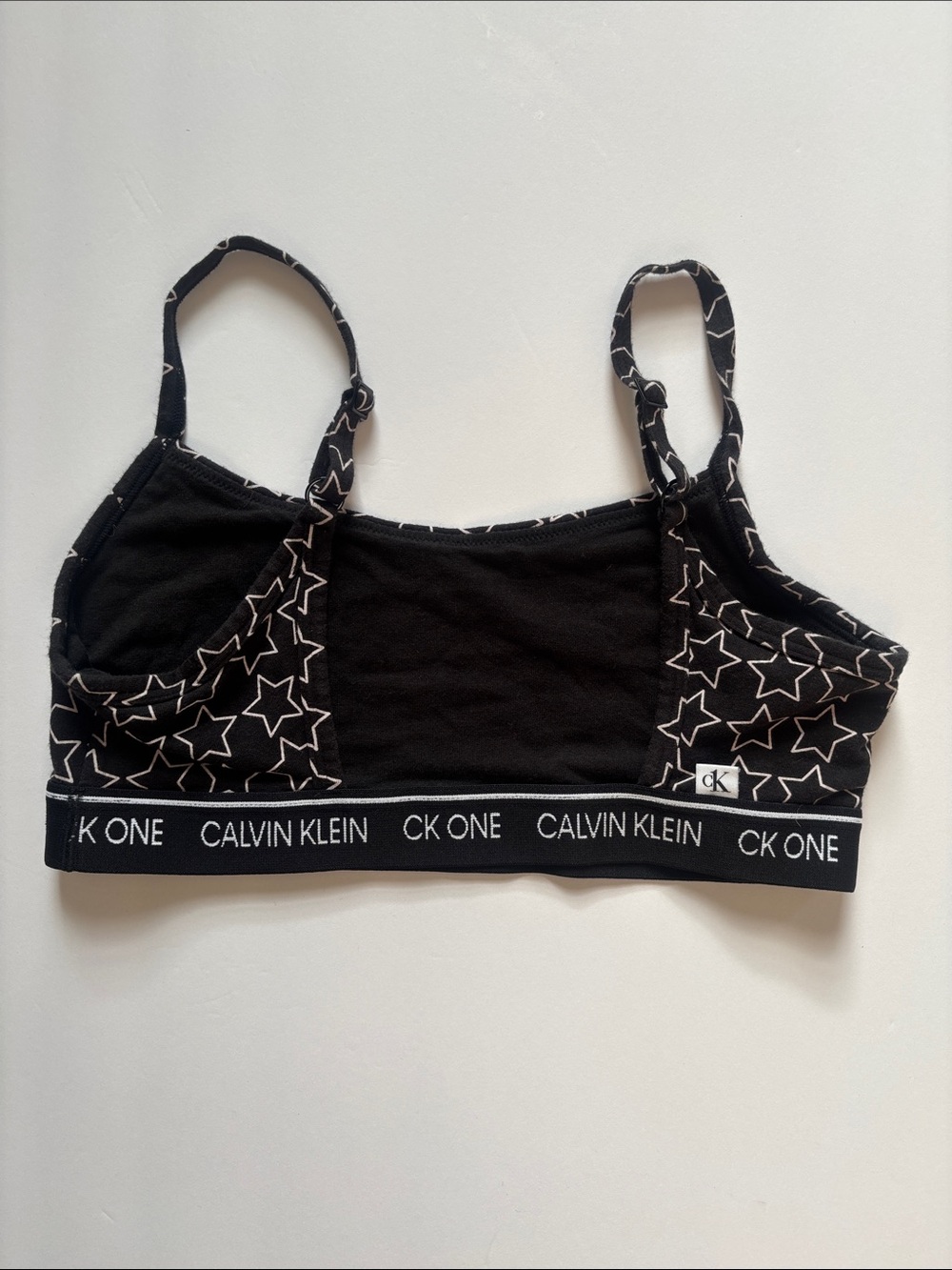 Calvin Klein Black & White Star Print Bralette, Brief & Thong Set - Picture 3 of 4